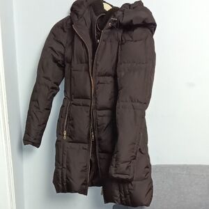 Brown Quilted Hooded Coat